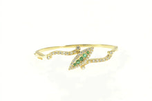 Load image into Gallery viewer, 14K 2.00 Ctw Navette Emerald Diamond Bangle Bracelet 6.5&quot; Yellow Gold