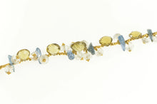 Load image into Gallery viewer, 14K Citrine Smoky Quartz Blue Topaz Stone Bracelet 6.75&quot; Yellow Gold