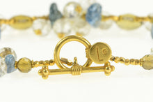 Load image into Gallery viewer, 14K Citrine Smoky Quartz Blue Topaz Stone Bracelet 6.75&quot; Yellow Gold