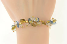 Load image into Gallery viewer, 14K Citrine Smoky Quartz Blue Topaz Stone Bracelet 6.75&quot; Yellow Gold