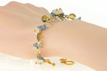 Load image into Gallery viewer, 14K Citrine Smoky Quartz Blue Topaz Stone Bracelet 6.75&quot; Yellow Gold