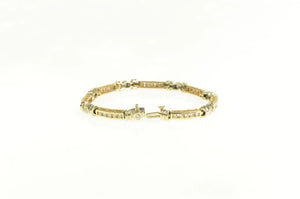 14K 2.00 Ctw Diamond Squared Classic Tennis Bracelet 7" Yellow Gold