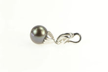 Load image into Gallery viewer, 18K Black Tahitian Pearl 0.75 Ctw Diamond Drop Pendant White Gold