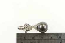 Load image into Gallery viewer, 18K Black Tahitian Pearl 0.75 Ctw Diamond Drop Pendant White Gold