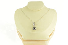 Load image into Gallery viewer, 18K Black Tahitian Pearl 0.75 Ctw Diamond Drop Pendant White Gold