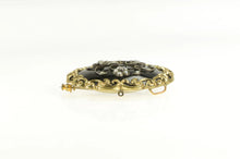 Load image into Gallery viewer, Gold Filled Victorian Black Onyx Seed Pearl Floral Mourning Pin/Brooch