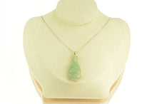 Load image into Gallery viewer, 14K Carved Chinese Jade Figure Statement Pendant Yellow Gold