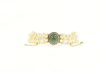 Load image into Gallery viewer, 14K Victorian English Pearl Rose Cut Diamond Nephrite Bracelet 7&quot; Yellow Gold