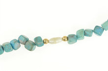 Load image into Gallery viewer, 14K Pearl Square Turquoise Beaded Statement Bracelet 6.5&quot; Yellow Gold