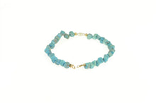 Load image into Gallery viewer, 14K Pearl Square Turquoise Beaded Statement Bracelet 6.5&quot; Yellow Gold