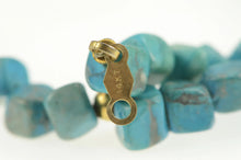 Load image into Gallery viewer, 14K Pearl Square Turquoise Beaded Statement Bracelet 6.5&quot; Yellow Gold