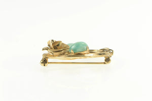 Gold Filled Round Retro Larimar Floral Swirl Circle Pin/Brooch