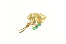 Load image into Gallery viewer, Gold Filled Green Chalcedony Fruit Cluster Ornate Leaf Pin/Brooch