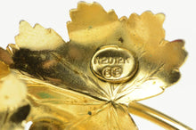 Load image into Gallery viewer, Gold Filled Green Chalcedony Fruit Cluster Ornate Leaf Pin/Brooch