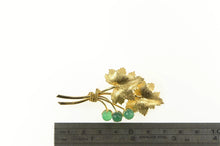 Load image into Gallery viewer, Gold Filled Green Chalcedony Fruit Cluster Ornate Leaf Pin/Brooch