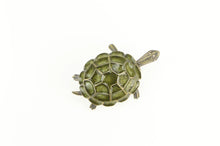 Load image into Gallery viewer, 800 Silver 3D Turtle Green Enamel Tortoise Animal Pin/Brooch