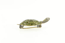 Load image into Gallery viewer, 800 Silver 3D Turtle Green Enamel Tortoise Animal Pin/Brooch