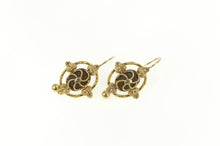 Load image into Gallery viewer, 14K Victorian Ornate Mourning Jewelry Dangle Earrings Yellow Gold