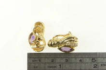 Load image into Gallery viewer, 14K 2.48 Ctw Amethyst Diamond Grooved French Clip Earrings Yellow Gold