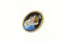 Load image into Gallery viewer, 14K R Blancher Limoges Ornate Pearl Oval Pendant/Pin Yellow Gold