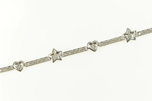 14K 1.25 Ctw Heart Star Diamond Bar Tennis Bracelet 7