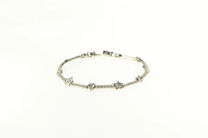 14K 1.25 Ctw Heart Star Diamond Bar Tennis Bracelet 7" White Gold