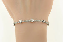 Load image into Gallery viewer, 14K 1.25 Ctw Heart Star Diamond Bar Tennis Bracelet 7&quot; White Gold