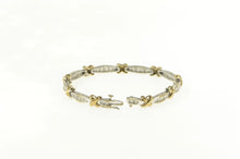 Load image into Gallery viewer, 14K 1.75 Ctw Diamond Two Tone X Link Tennis Bracelet 6.75&quot; White Gold