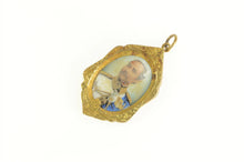 Load image into Gallery viewer, 14K Elaborate Painted Japanese Soldier Engraved Pendant Yellow Gold