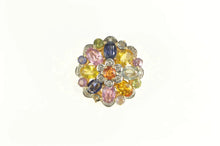 Load image into Gallery viewer, 14K Round Natural Sapphire Diamond Flower Cluster Pendant Yellow Gold