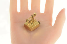 Load image into Gallery viewer, 14K Articulated Oil Rig Heart of Texas Working Music Box Yellow Gold