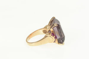 14K Emerald Amethyst Ruby Retro Cocktail Ring Yellow Gold