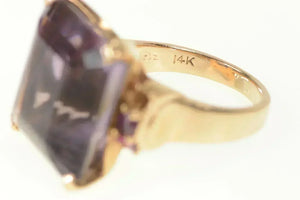 14K Emerald Amethyst Ruby Retro Cocktail Ring Yellow Gold