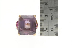 14K Emerald Amethyst Ruby Retro Cocktail Ring Yellow Gold