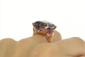 14K Emerald Amethyst Ruby Retro Cocktail Ring Yellow Gold