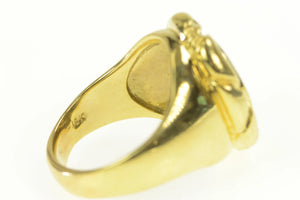 18K Ornate Diamond Ancient Greek Coin Statement Ring Yellow Gold