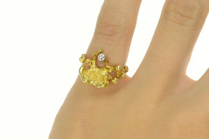 18K Peter Cullman Modernist Diamond Statement Ring Yellow Gold