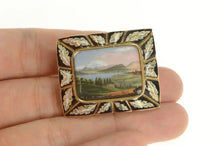 Load image into Gallery viewer, 14K Victorian Mountain Valley Hand Painted Enamel Pin/Brooch Yellow Gold