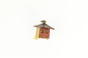 Gold Filled 3D Articulated Bulging Eyes Tribal Hut With Face Charm/Pendant