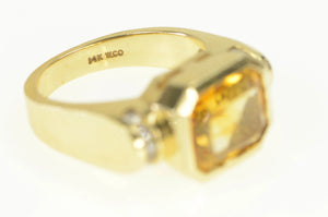 14K 4.04 Ctw Golden Citrine Diamond Accent Ring Yellow Gold