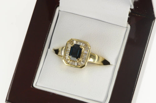 14K 1.52 Ctw Sapphire Diamond Halo Engagement Ring Yellow Gold