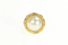 Load image into Gallery viewer, 18K Mabe Pearl Ornate Banded Statement Cocktail Ring Yellow Gold