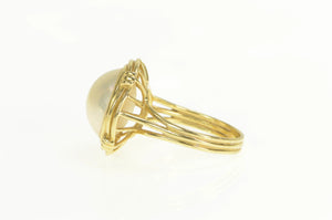 18K Mabe Pearl Ornate Banded Statement Cocktail Ring Yellow Gold