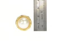 Load image into Gallery viewer, 18K Mabe Pearl Ornate Banded Statement Cocktail Ring Yellow Gold