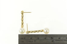 Load image into Gallery viewer, 14K 1.25 Ctw Pearl Diamond Dangle Statement Earrings Yellow Gold