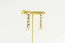 Load image into Gallery viewer, 14K 1.25 Ctw Pearl Diamond Dangle Statement Earrings Yellow Gold