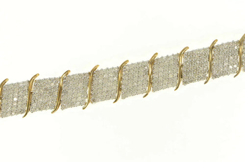 10K 5.00 Ctw Pave Diamond Encrusted Wide Tennis Bracelet 7.25