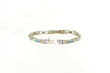 Load image into Gallery viewer, 14K Black Opal Inlay Tanzanite Diamond Statement Bracelet 7.25&quot; White Gold