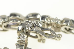 14K Black Opal Inlay Tanzanite Diamond Statement Bracelet 7.25" White Gold