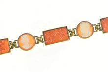 Load image into Gallery viewer, 14K Victorian Carnelian Cameo Floral Enamel Bracelet 7.25&quot; Yellow Gold